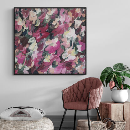 large pink abstract flower original art