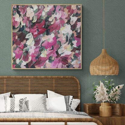 large pink abstract flower original art