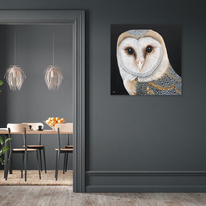 Olly the Barn Owl original acrylic painting by Anne-Marie Bloor