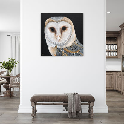 Olly the Barn Owl original acrylic painting by Anne-Marie Bloor