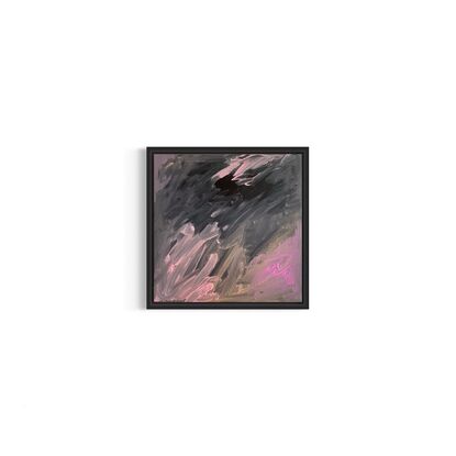 Shapes and texture to create an abstract landscape. This mini statement piece is perfect for any interior space. Acrylic on premium stretched canvas, gloss varnish, ready to hang