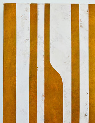 Yellow and cream vertical abstract stripes canvas painting