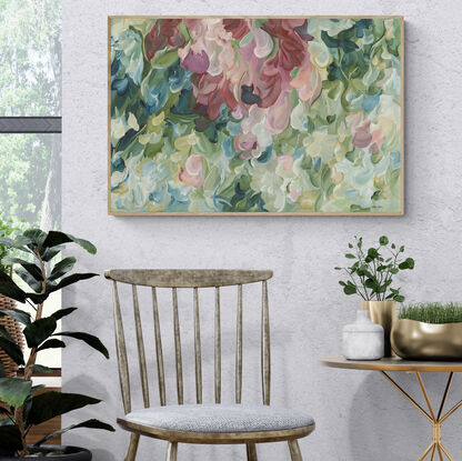 modern colourful floral abstract in a minimal impressionist style canvas print