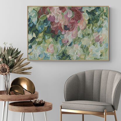 modern colourful floral abstract in a minimal impressionist style canvas print