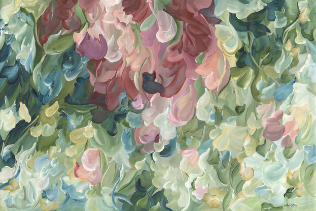 modern colourful floral abstract in a minimal impressionist style canvas print