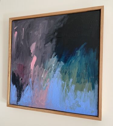 An exploration of abstract shapes and colours to create a visual experience. This statement piece is perfect for any interior space. Acrylic on premium stretched canvas, Tasmanian oak frame, gloss varnish, ready to hang