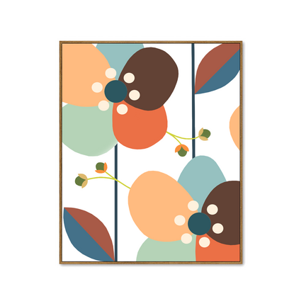 Retro repeat flower pattern in orange and green