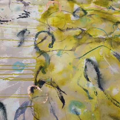 a large abstract landscape in shades of copper, green, moss and yellow green inspired by wild grass and sand dunes australian native and indigenous plants