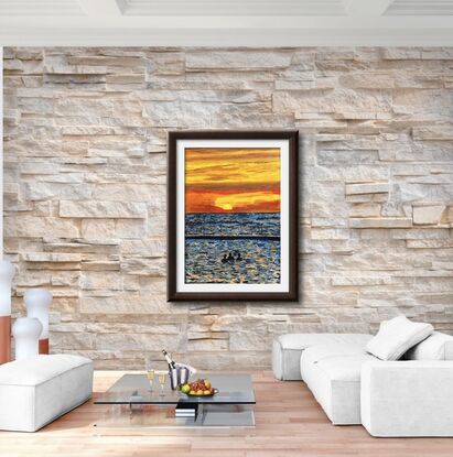 Bold vividly coloured Collaroy Sunset scene