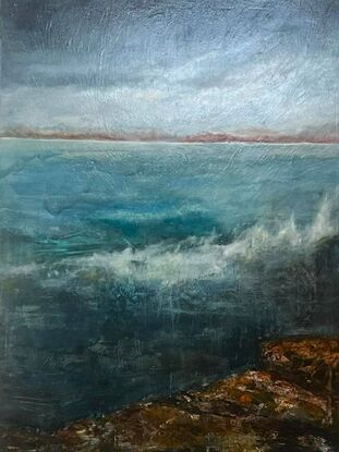 A large seascape rich in colour and texture