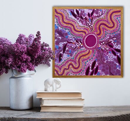 Aboriginal art using dots, circles, lines,.