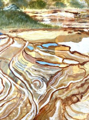 coastal landscape with tessellated sandstone in foreground