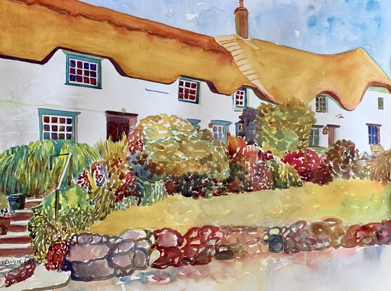 Thatched cottages.
