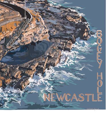 Influenced by the vintage style posters this is a picture of the Newcastle coastline from the Bogey