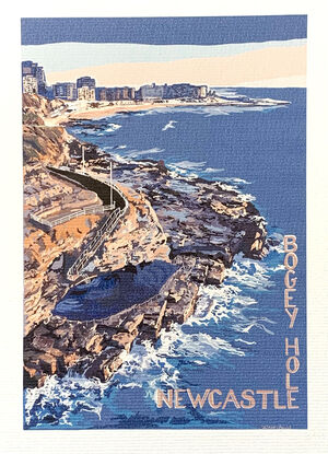 Influenced by the vintage style posters this is a picture of the Newcastle coastline from the Bogey