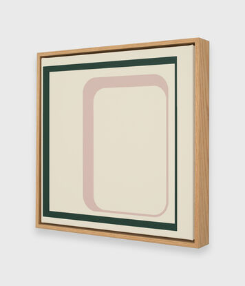 Geometric art. Green, pink and natural white minimalism