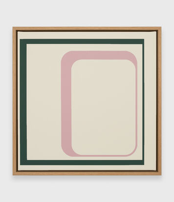 Geometric art. Green, pink and natural white minimalism