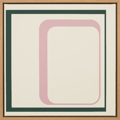 Geometric art. Green, pink and natural white minimalism