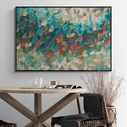 modern colourful floral landscape abstract in a minimal impressionist style canvas print