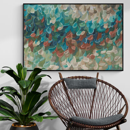 modern colourful floral landscape abstract in a minimal impressionist style canvas print