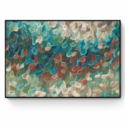 modern colourful floral landscape abstract in a minimal impressionist style canvas print