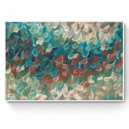 modern colourful floral landscape abstract in a minimal impressionist style canvas print