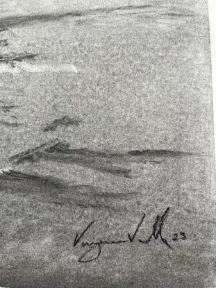 charcoal drawing  features a sail boat on Georges River.