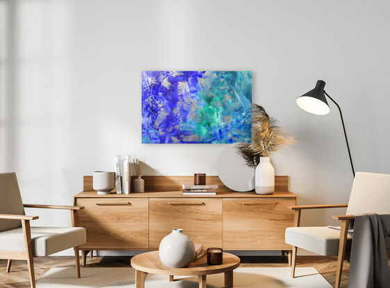 Stunning blues and greens in this gorgeous abstract piece!