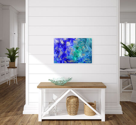 Stunning blues and greens in this gorgeous abstract piece!