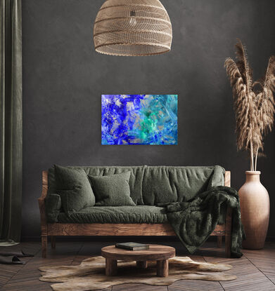 Stunning blues and greens in this gorgeous abstract piece!