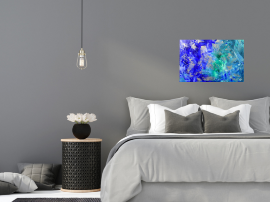 Stunning blues and greens in this gorgeous abstract piece!