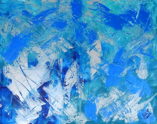 Stunning blues and silver form this beautiful abstract!