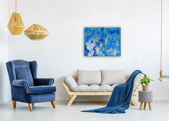 Stunning blues and silver form this beautiful abstract!