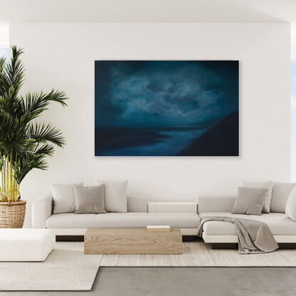 Mirror to my soul  is a moody blue haunting atmospheric seascape by Sunshine Coast artist Nicole Reed