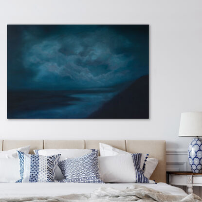 Mirror to my soul  is a moody blue haunting atmospheric seascape by Sunshine Coast artist Nicole Reed