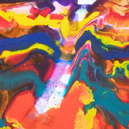 This is a mixture of multiple liquid mediums that have been mixed together to create a dancing array of colour. 