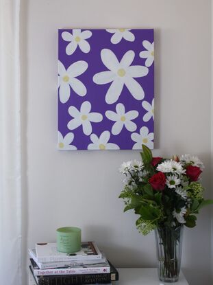 Abstract bright Daisy flower painting on canvas