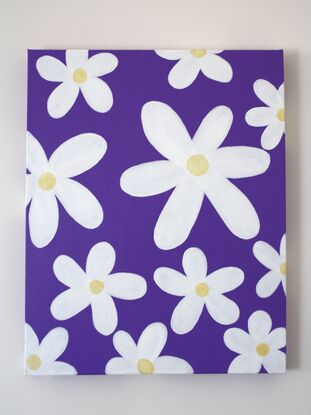 Abstract bright Daisy flower painting on canvas