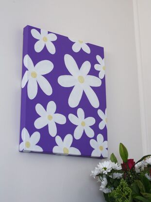 Abstract bright Daisy flower painting on canvas