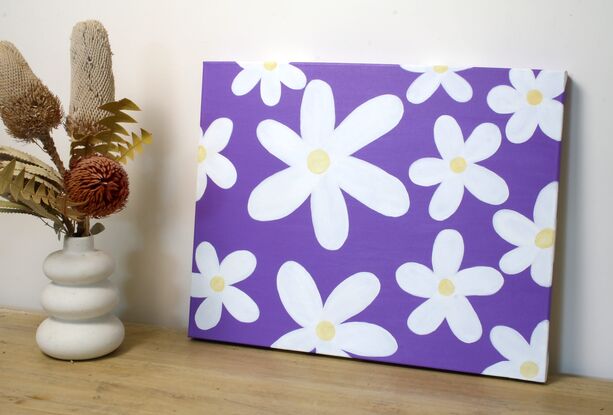 Abstract bright Daisy flower painting on canvas