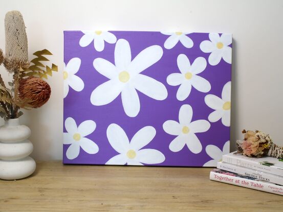 Abstract bright Daisy flower painting on canvas