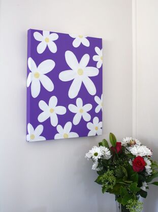 Abstract bright Daisy flower painting on canvas