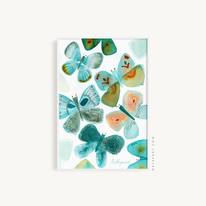 Fun watercolour butterflies in aqua colours