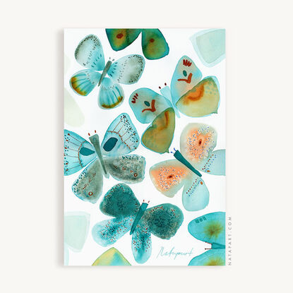 Fun watercolour butterflies in aqua colours