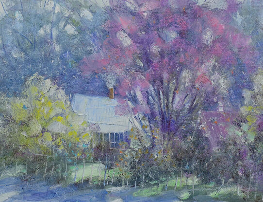 Australian country home landscape oil painting.