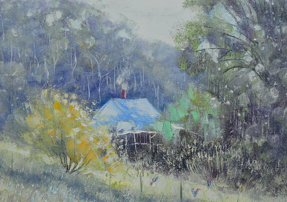 Australian farmhouse landscape oil painting