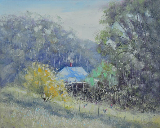 Australian farmhouse landscape oil painting