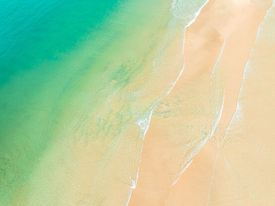 An aerial photograph of The Spit at Fingal Bay in Port Stephens NSW.