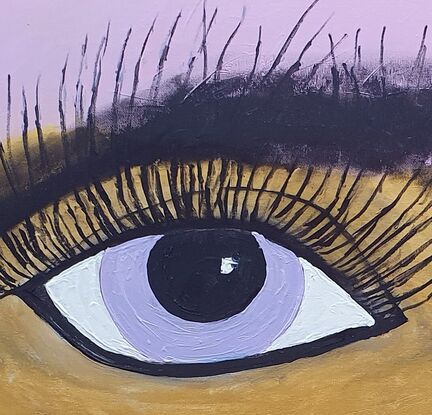 An eye looking out from canvas.