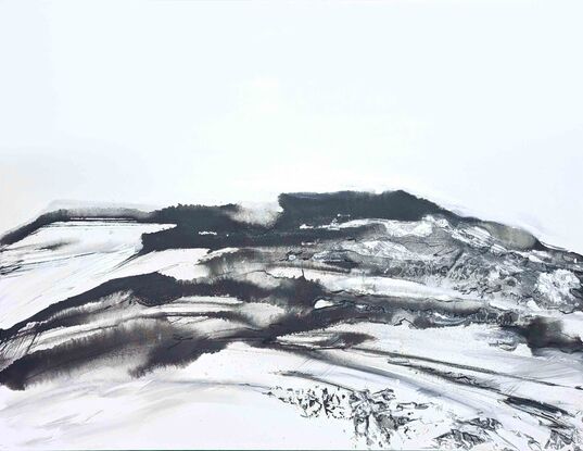 A black and white abstract landscape of mountains and fjords in Iceland- Jökulsárlón Glacier Lagoon